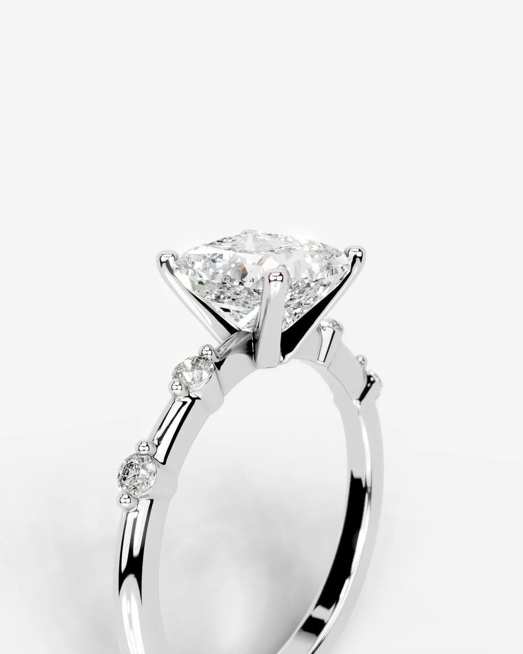 2 Carat Lab Grown Princess Cut Diamond Engagement Ring with Accent Diamonds