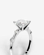 2 Carat Lab Grown Princess Cut Diamond Engagement Ring with Accent Diamonds