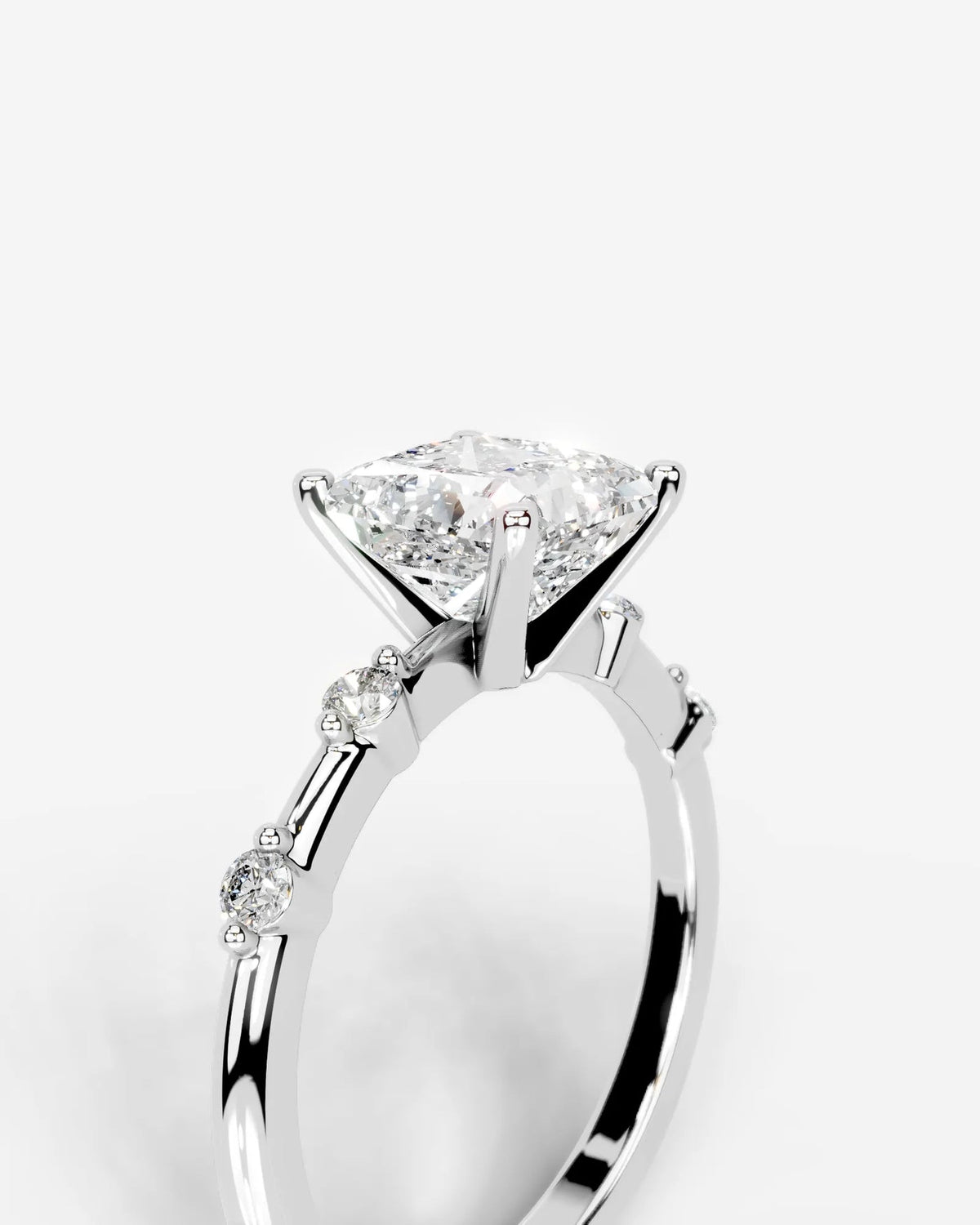 2 Carat Lab Grown Princess Cut Diamond Engagement Ring with Accent Diamonds