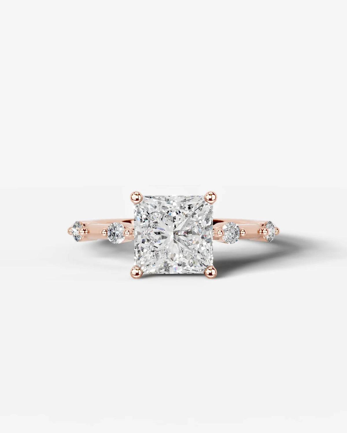 2 Carat Lab Grown Princess Cut Diamond Engagement Ring with Accent Diamonds