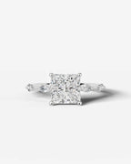 2 Carat Lab Grown Princess Cut Diamond Engagement Ring with Accent Diamonds