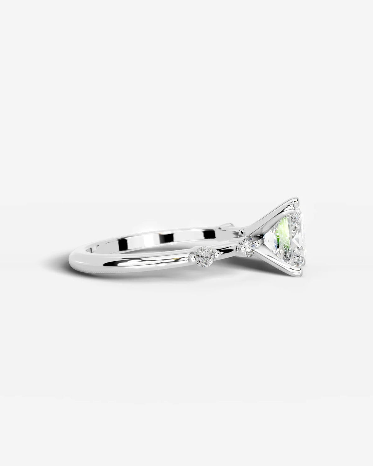 2 Carat Lab Grown Princess Cut Diamond Engagement Ring with Accent Diamonds