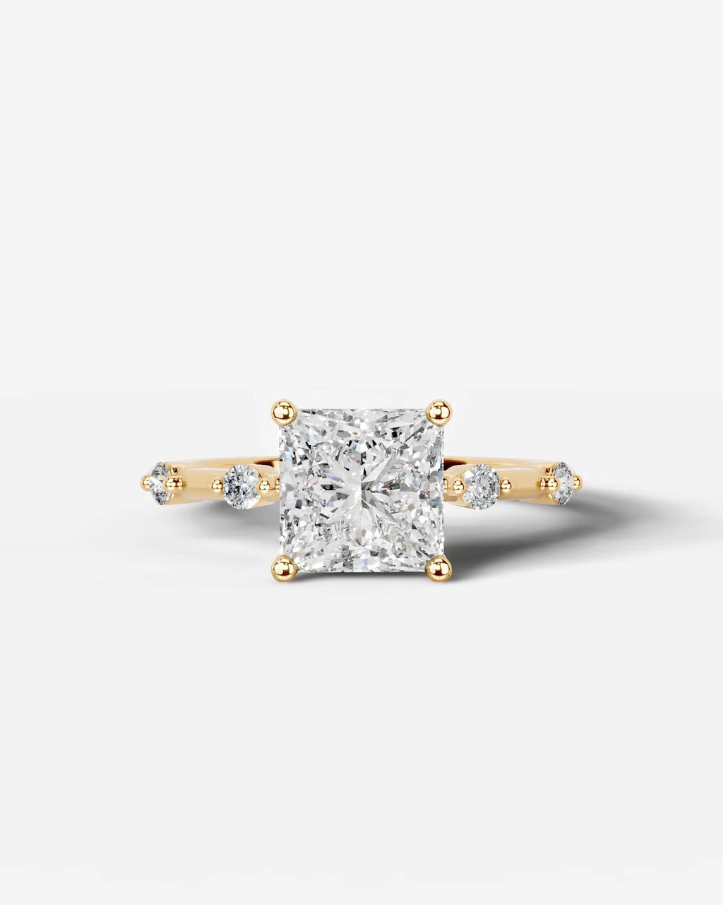 2 Carat Lab Grown Princess Cut Diamond Engagement Ring with Accent Diamonds