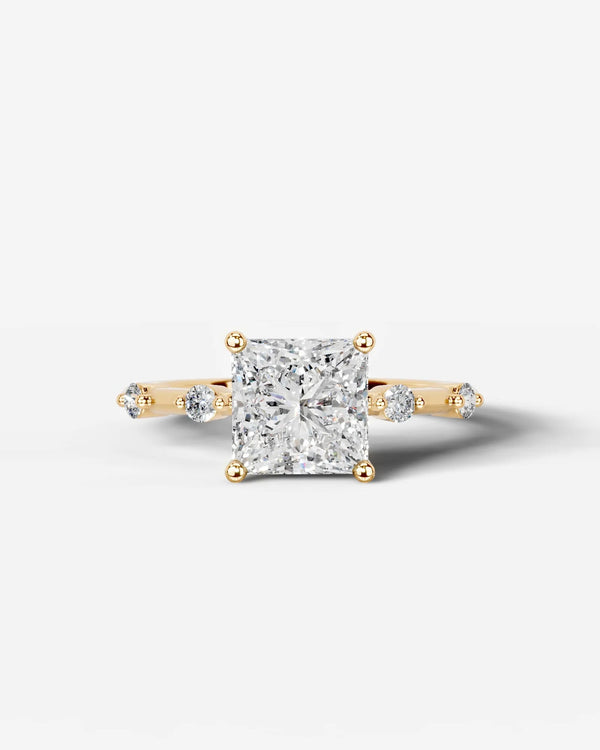 2 Carat Lab Grown Princess Cut Diamond Engagement Ring with Accent Diamonds