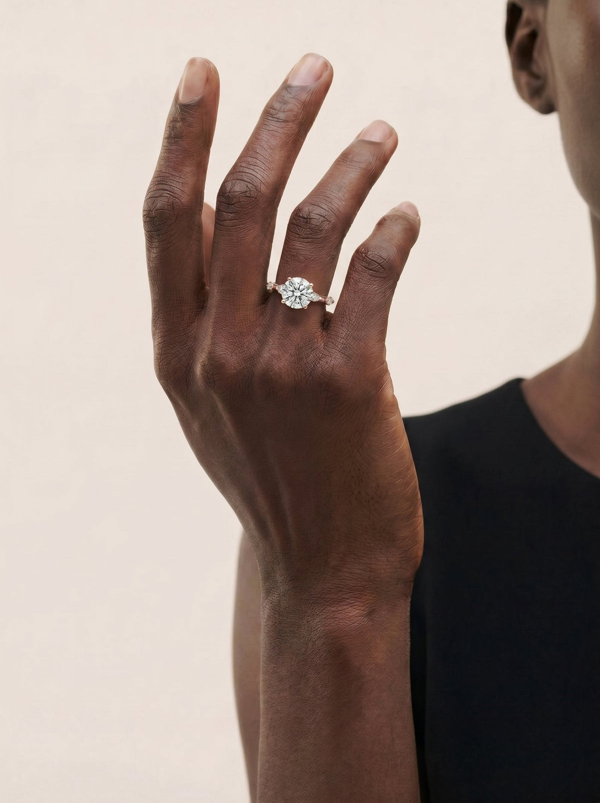 2 Carat Lab Grown Oval Cut Diamond Engagement Ring with Accent Diamonds