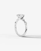 2 Carat Lab Grown Oval Cut Diamond Engagement Ring with Accent Diamonds