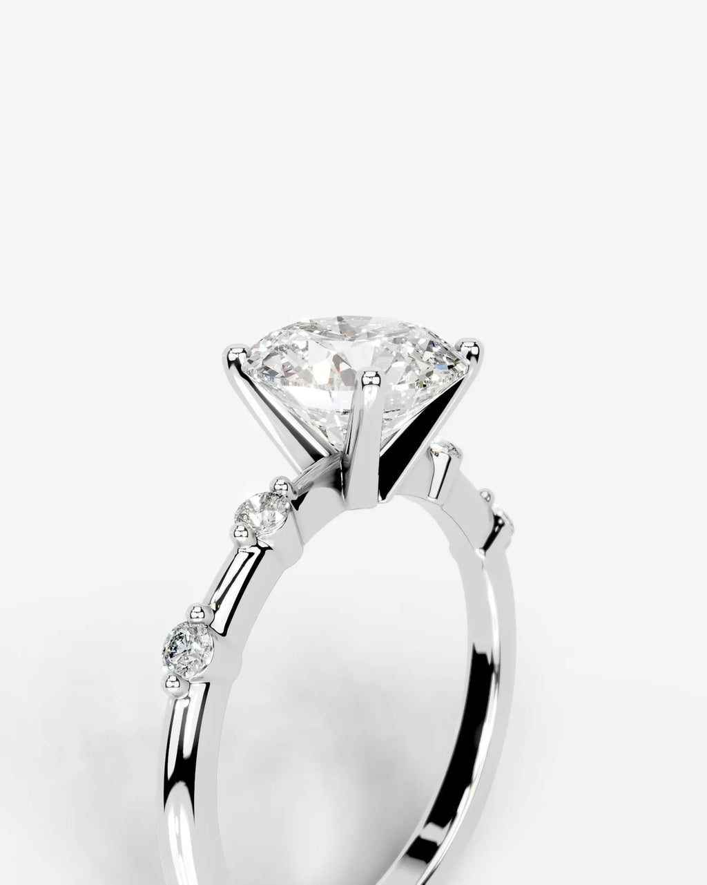 2 Carat Lab Grown Oval Cut Diamond Engagement Ring with Accent Diamonds
