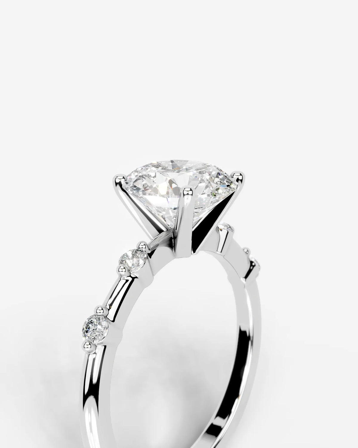 2 Carat Lab Grown Oval Cut Diamond Engagement Ring with Accent Diamonds