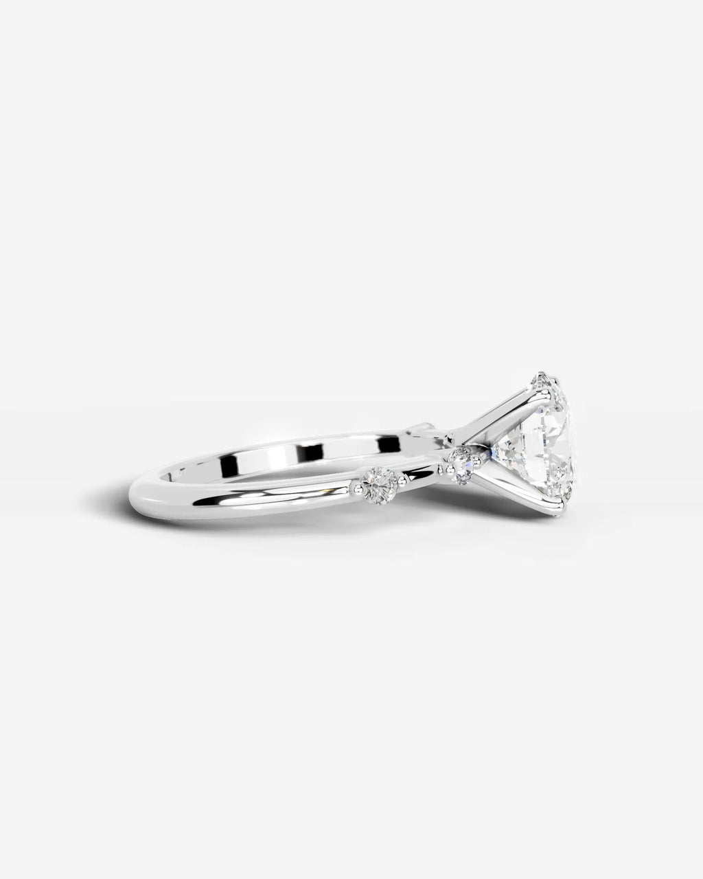 2 Carat Lab Grown Oval Cut Diamond Engagement Ring with Accent Diamonds