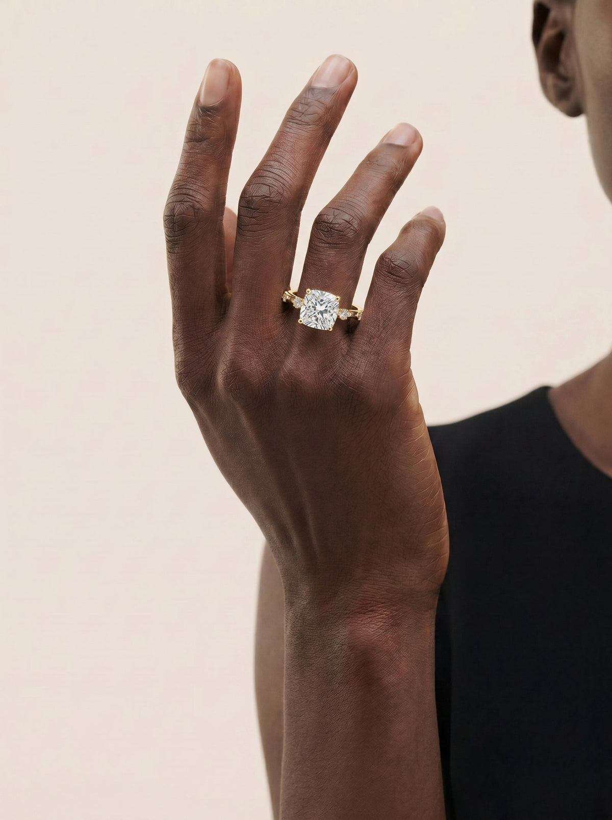 2 Carat Lab Grown Cushion Cut Diamond Engagement Ring with Accent Diamonds