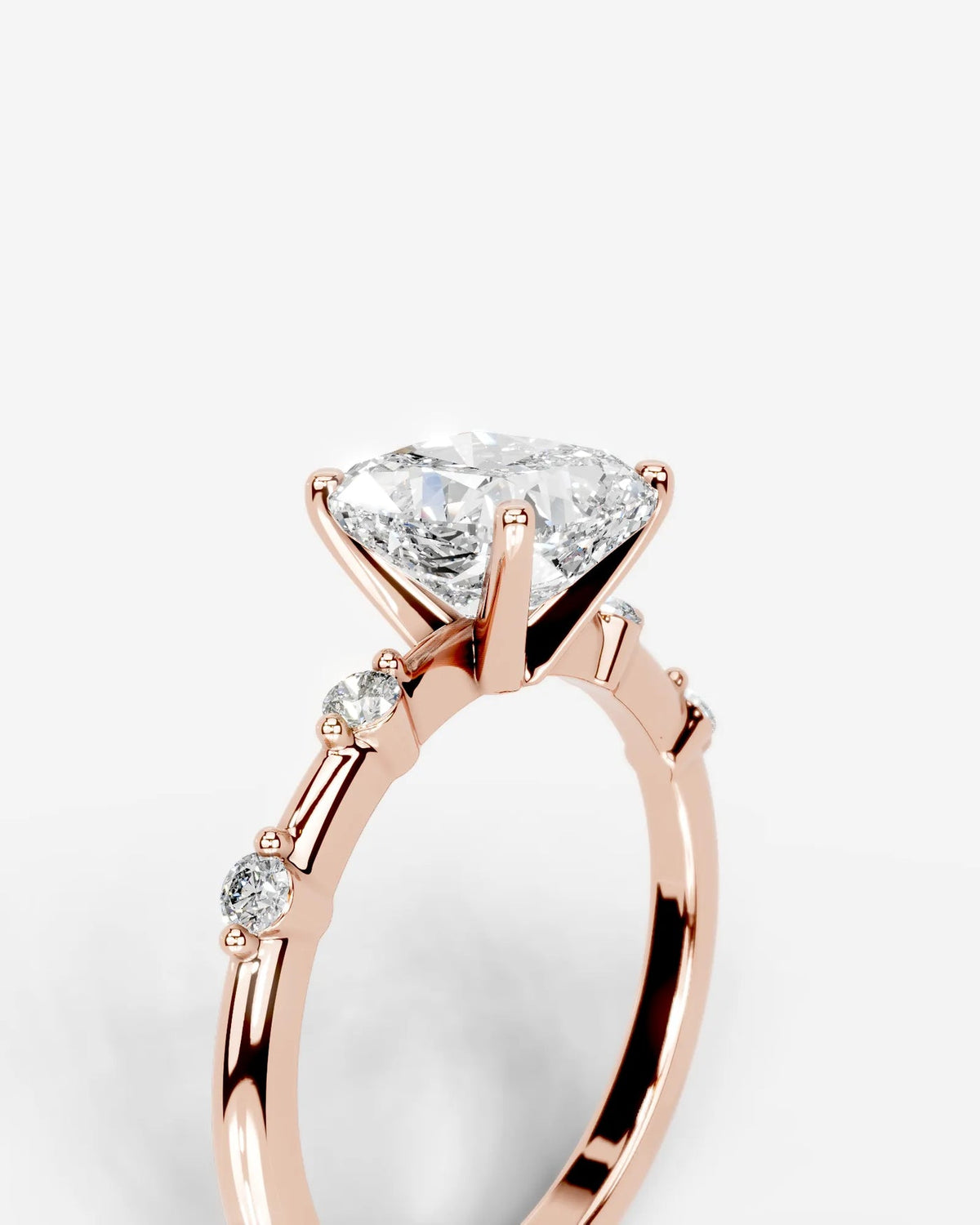 2 Carat Lab Grown Cushion Cut Diamond Engagement Ring with Accent Diamonds