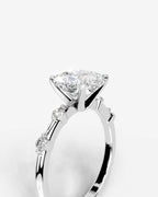 2 Carat Lab Grown Cushion Cut Diamond Engagement Ring with Accent Diamonds