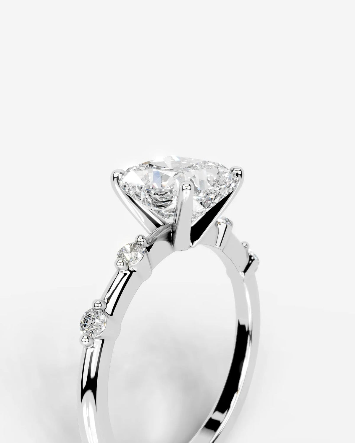 2 Carat Lab Grown Cushion Cut Diamond Engagement Ring with Accent Diamonds