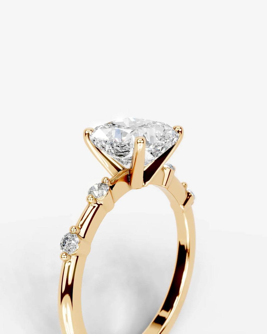 2 Carat Lab Grown Cushion Cut Diamond Engagement Ring with Accent Diamonds