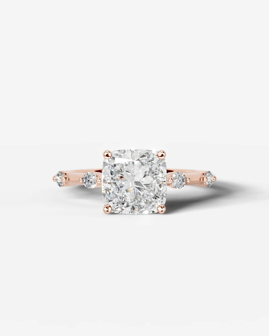 2 Carat Lab Grown Cushion Cut Diamond Engagement Ring with Accent Diamonds