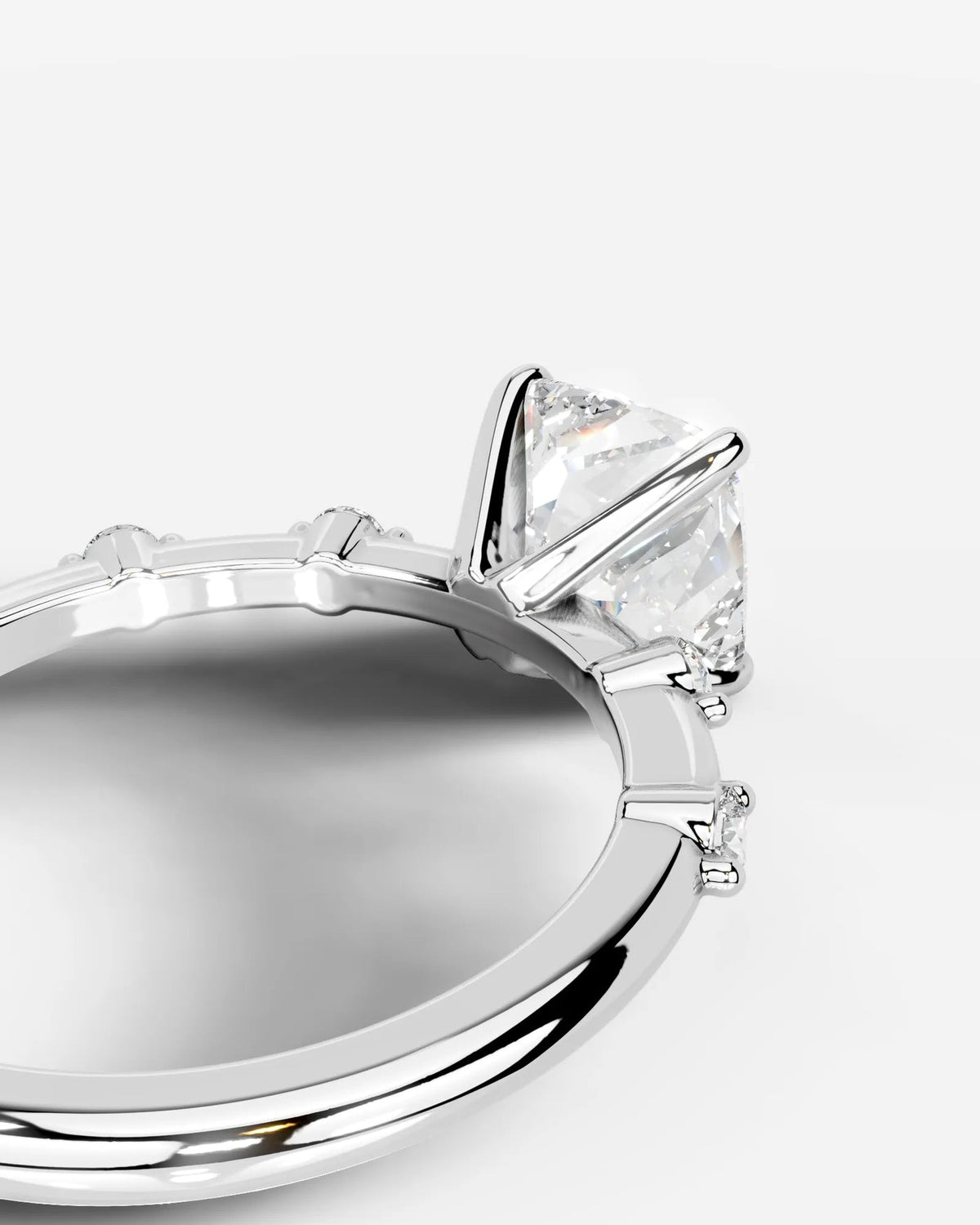 2 Carat Lab Grown Cushion Cut Diamond Engagement Ring with Accent Diamonds