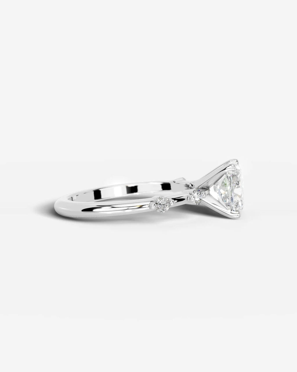 2 Carat Lab Grown Cushion Cut Diamond Engagement Ring with Accent Diamonds