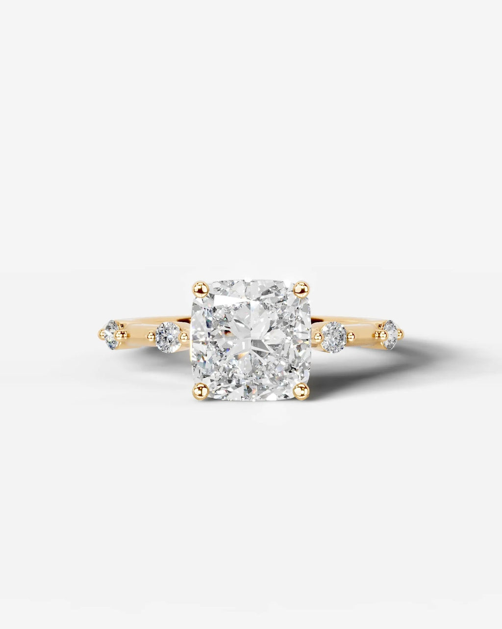 2 Carat Lab Grown Cushion Cut Diamond Engagement Ring with Accent Diamonds