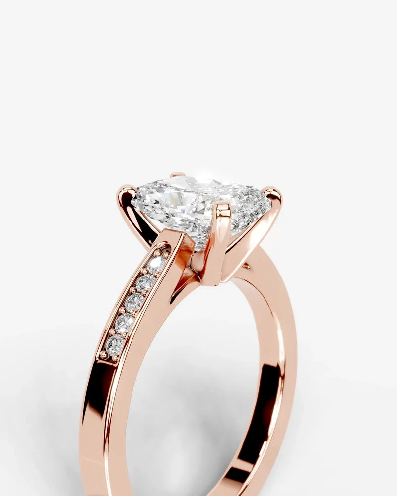 2 Carat Lab Grown Diamond Solene Cushion Sidestone Engagement Ring