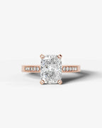 2 Carat Lab Grown Diamond Solene Cushion Sidestone Engagement Ring