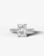 2 Carat Lab Grown Diamond Solene Cushion Sidestone Engagement Ring