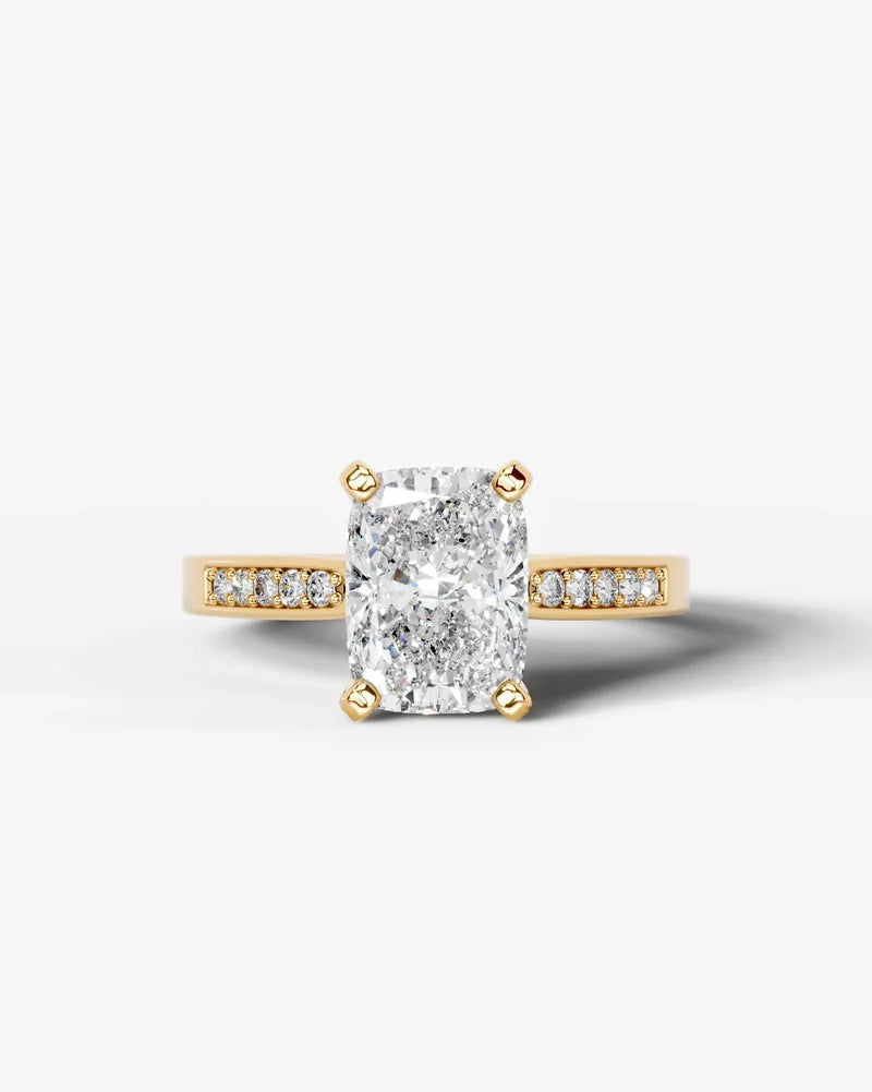 2 Carat Lab Grown Diamond Solene Cushion Sidestone Engagement Ring
