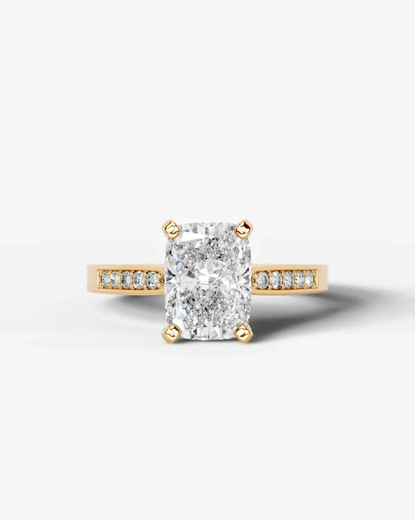 2 Carat Lab Grown Diamond Solene Cushion Sidestone Engagement Ring