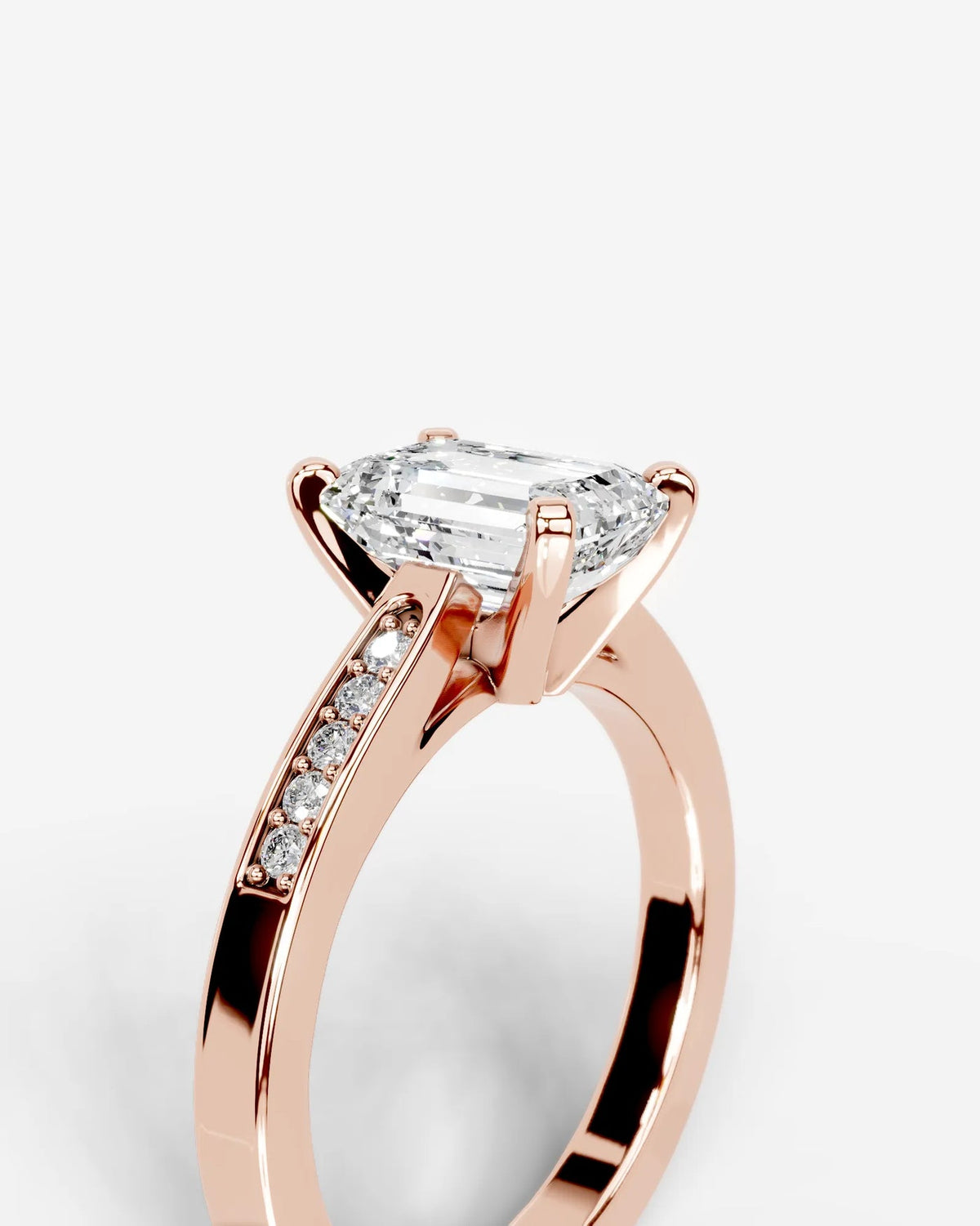 2 Carat Lab Grown Emerald Cut Channel Set Sidestone Engagement Ring