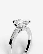 2 Carat Lab Grown Emerald Cut Channel Set Sidestone Engagement Ring
