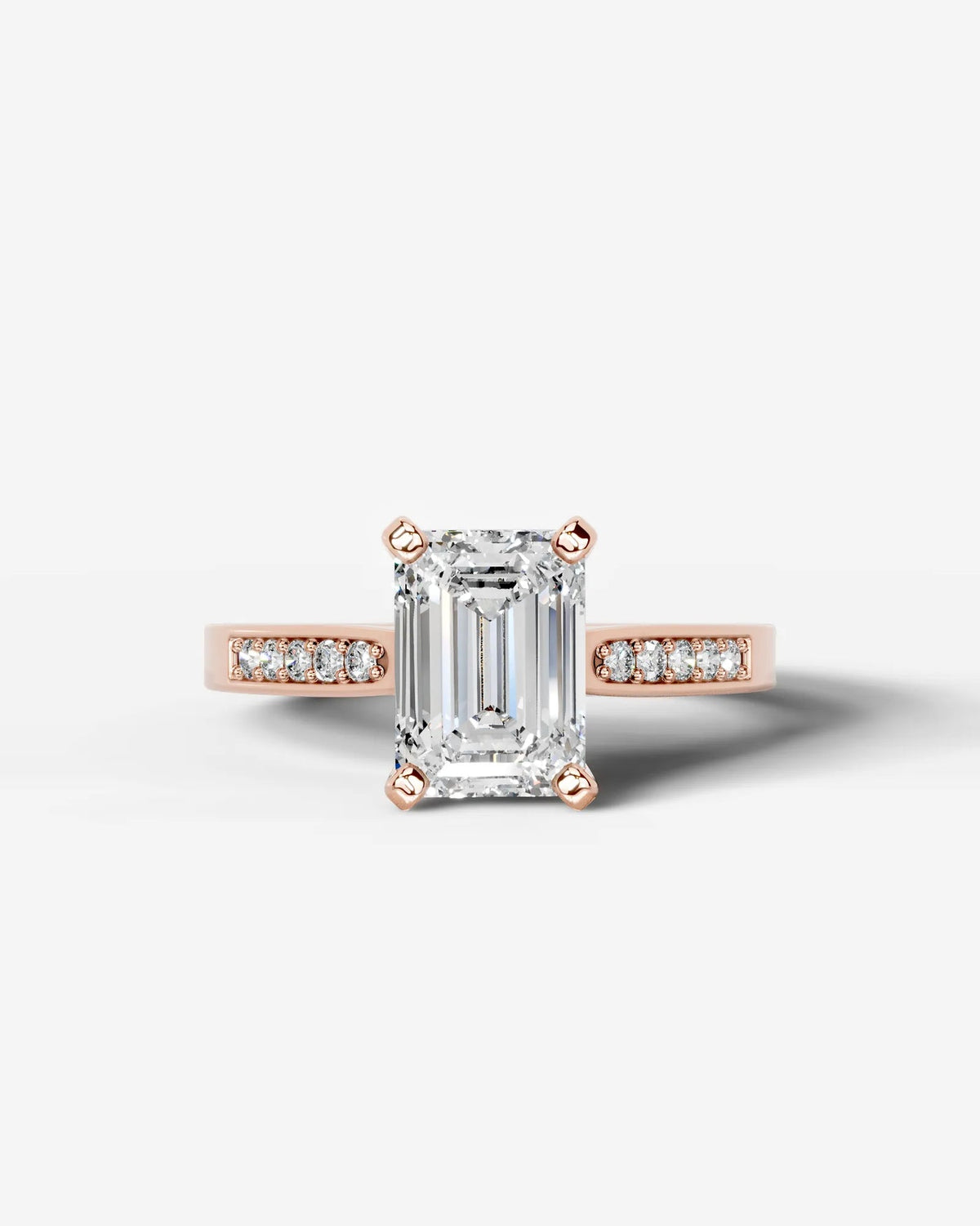 2 Carat Lab Grown Emerald Cut Channel Set Sidestone Engagement Ring