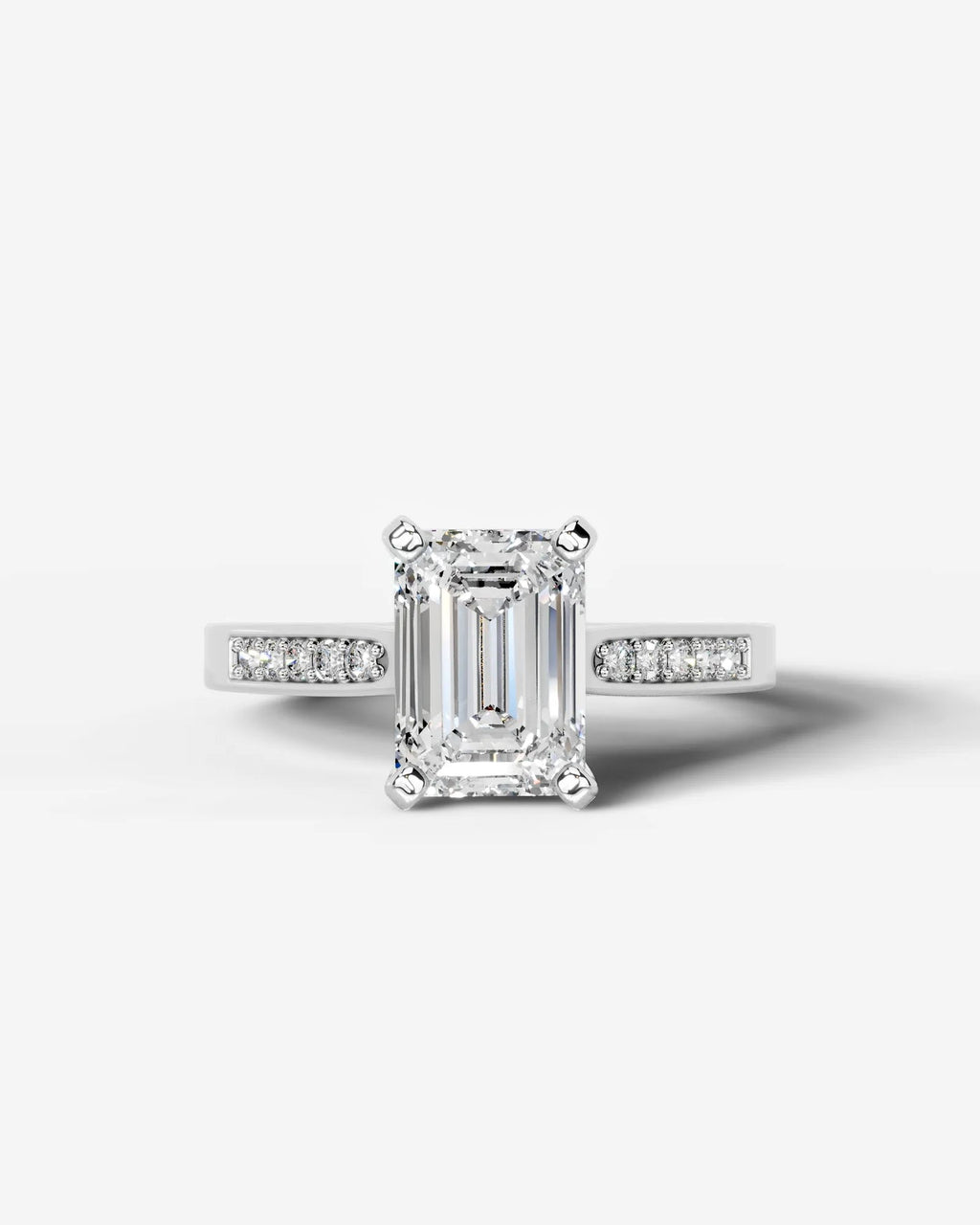 2 Carat Lab Grown Emerald Cut Channel Set Sidestone Engagement Ring