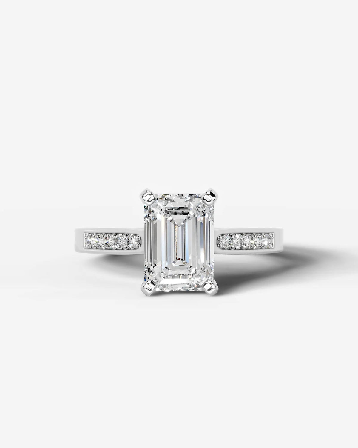 2 Carat Lab Grown Emerald Cut Channel Set Sidestone Engagement Ring