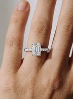 2 Carat Lab Grown Emerald Cut Channel Set Sidestone Engagement Ring