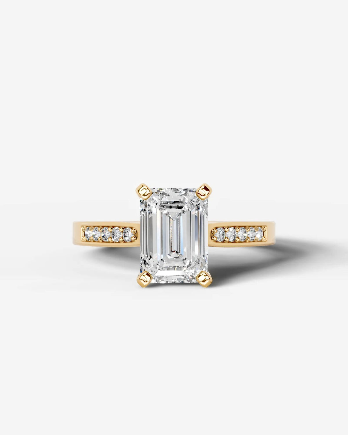 2 Carat Lab Grown Emerald Cut Channel Set Sidestone Engagement Ring
