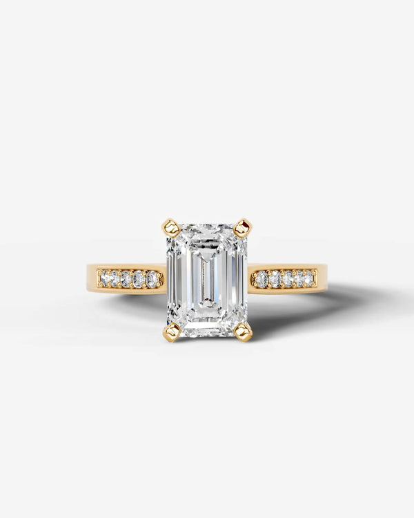 2 Carat Lab Grown Emerald Cut Channel Set Sidestone Engagement Ring