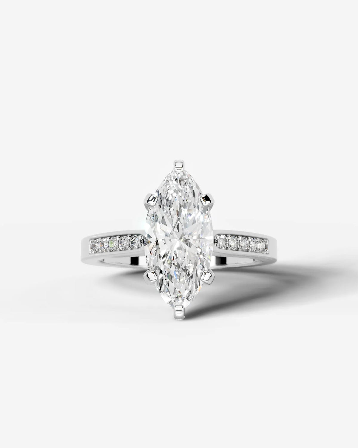 2 Carat Lab Grown Marquise Cut Channel Set Sidestone Engagement Ring