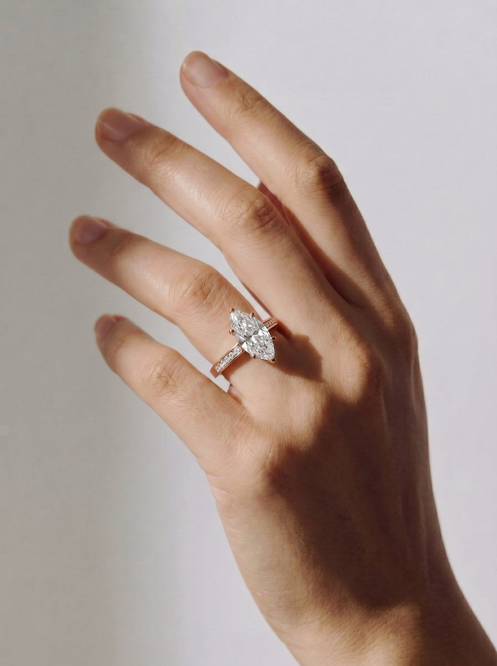 2 Carat Lab Grown Marquise Cut Channel Set Sidestone Engagement Ring