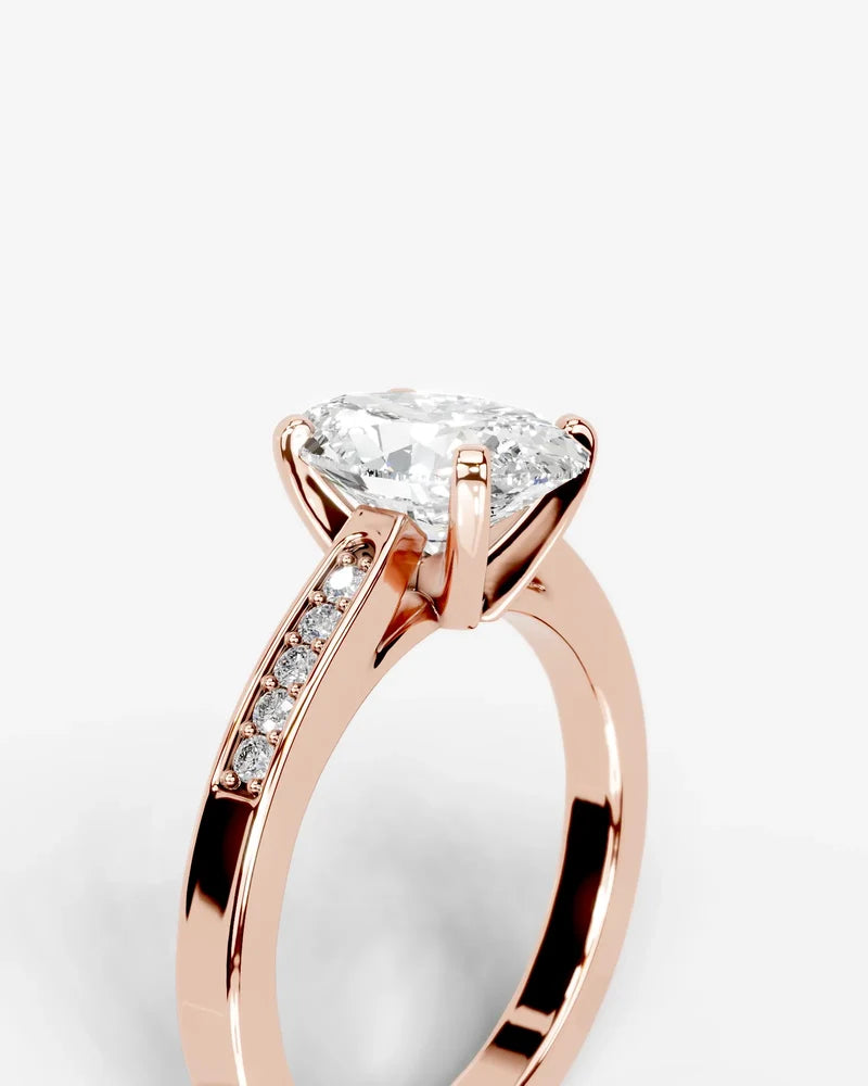 2 Carat Lab Grown Diamond Genevieve Oval Cut Channel Set Sidestone Engagement Ring