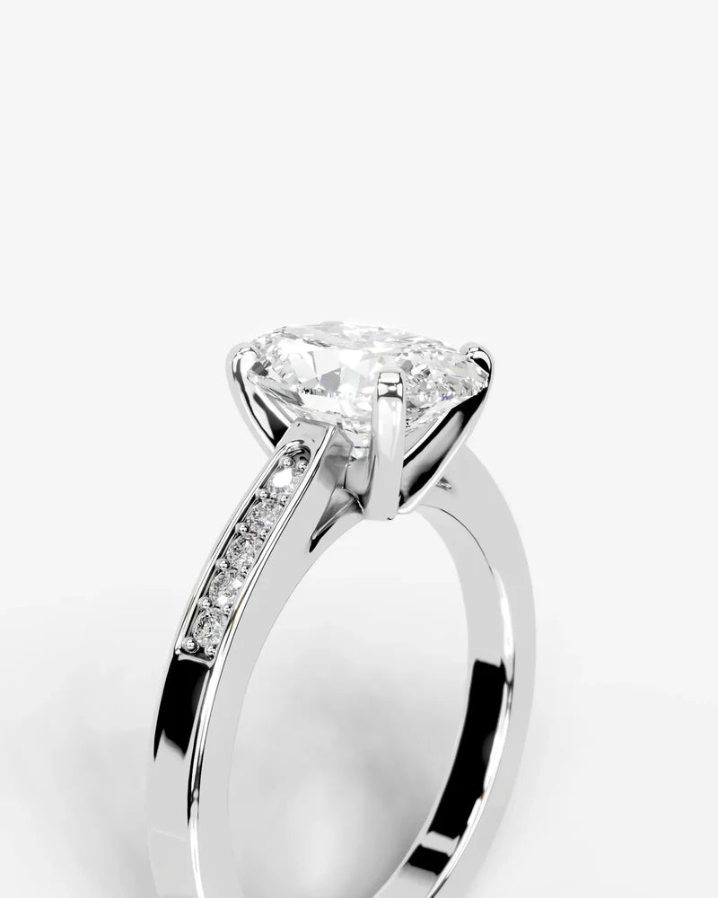2 Carat Lab Grown Diamond Genevieve Oval Cut Channel Set Sidestone Engagement Ring
