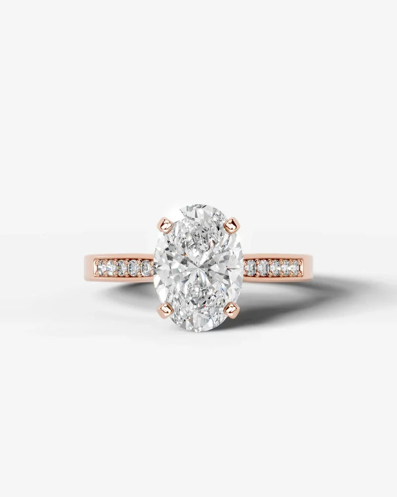 2 Carat Lab Grown Diamond Genevieve Oval Cut Channel Set Sidestone Engagement Ring