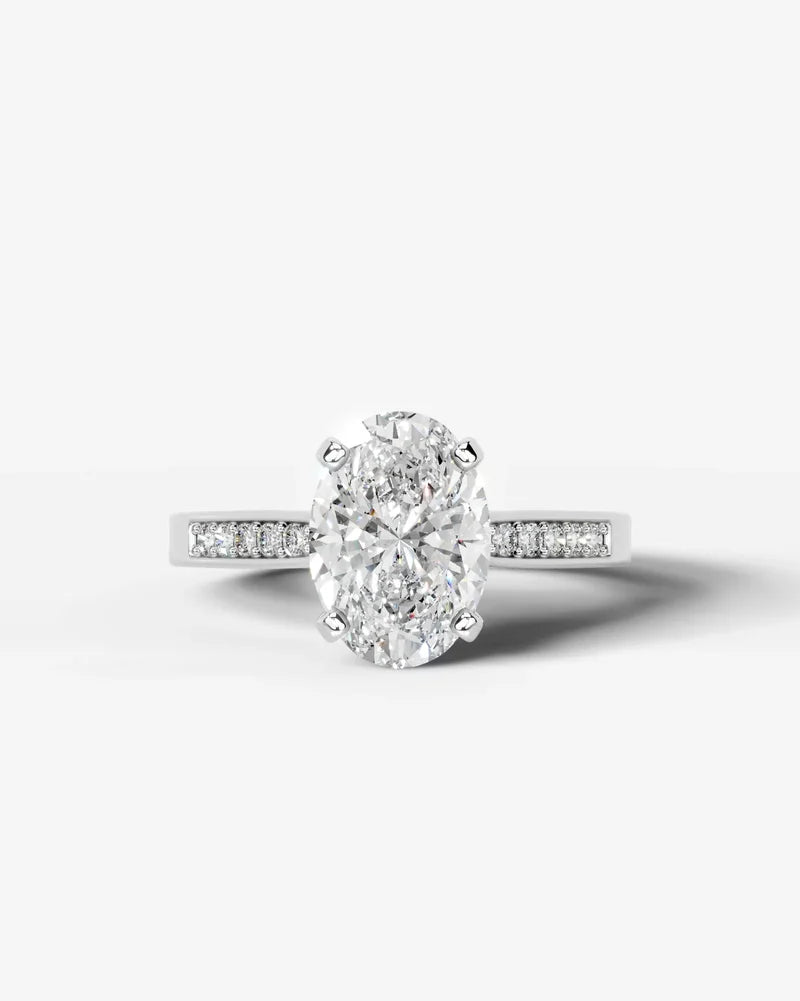 2 Carat Lab Grown Diamond Genevieve Oval Cut Channel Set Sidestone Engagement Ring
