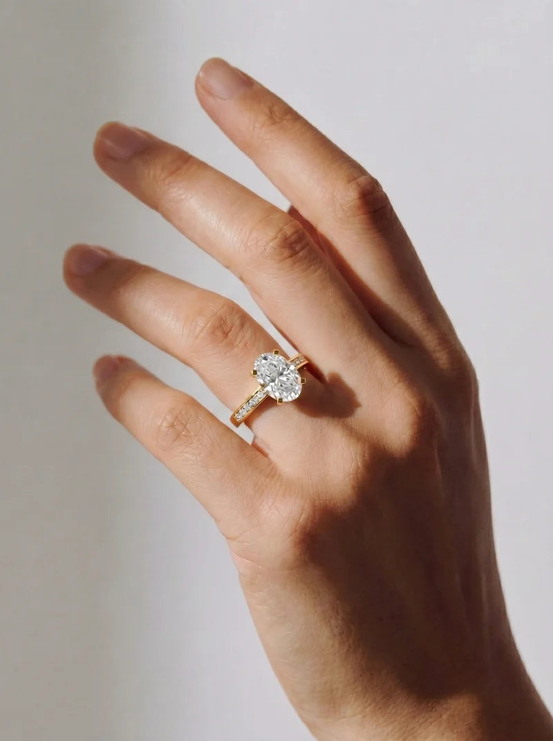 2 Carat Lab Grown Diamond Genevieve Oval Cut Channel Set Sidestone Engagement Ring