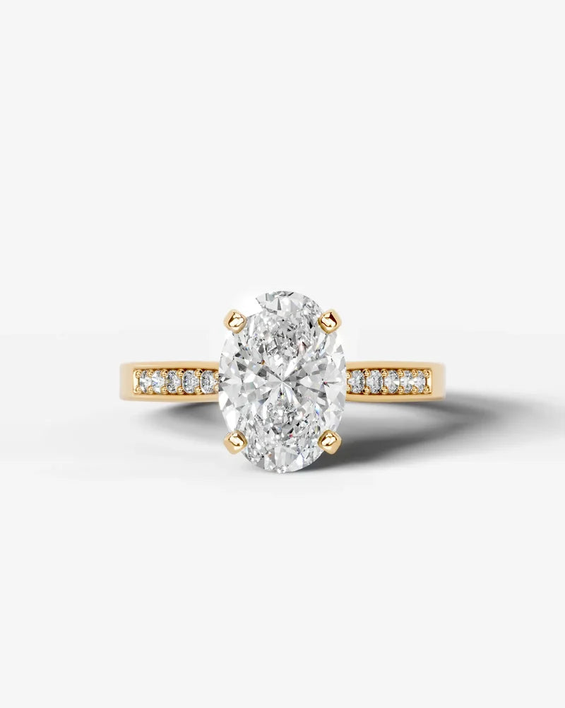 2 Carat Lab Grown Diamond Genevieve Oval Cut Channel Set Sidestone Engagement Ring