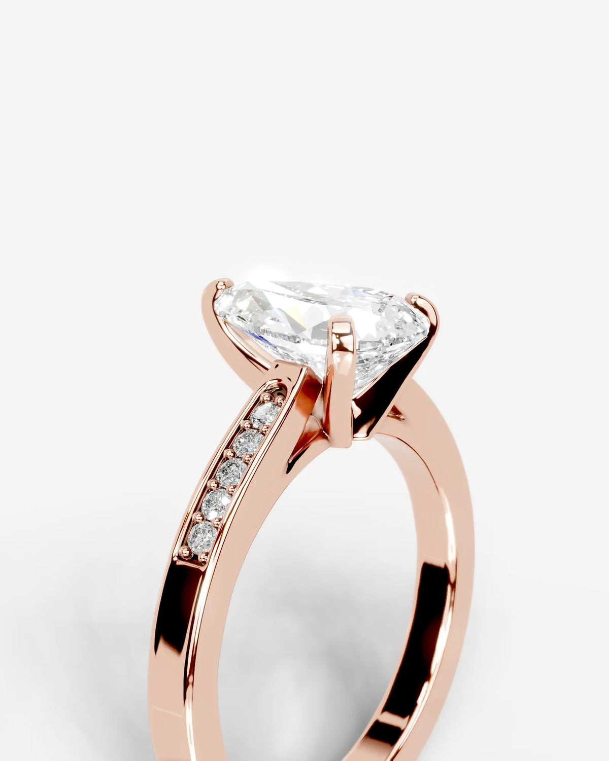 2 Carat Lab Grown Pear Cut Channel Set Sidestone Engagement Ring