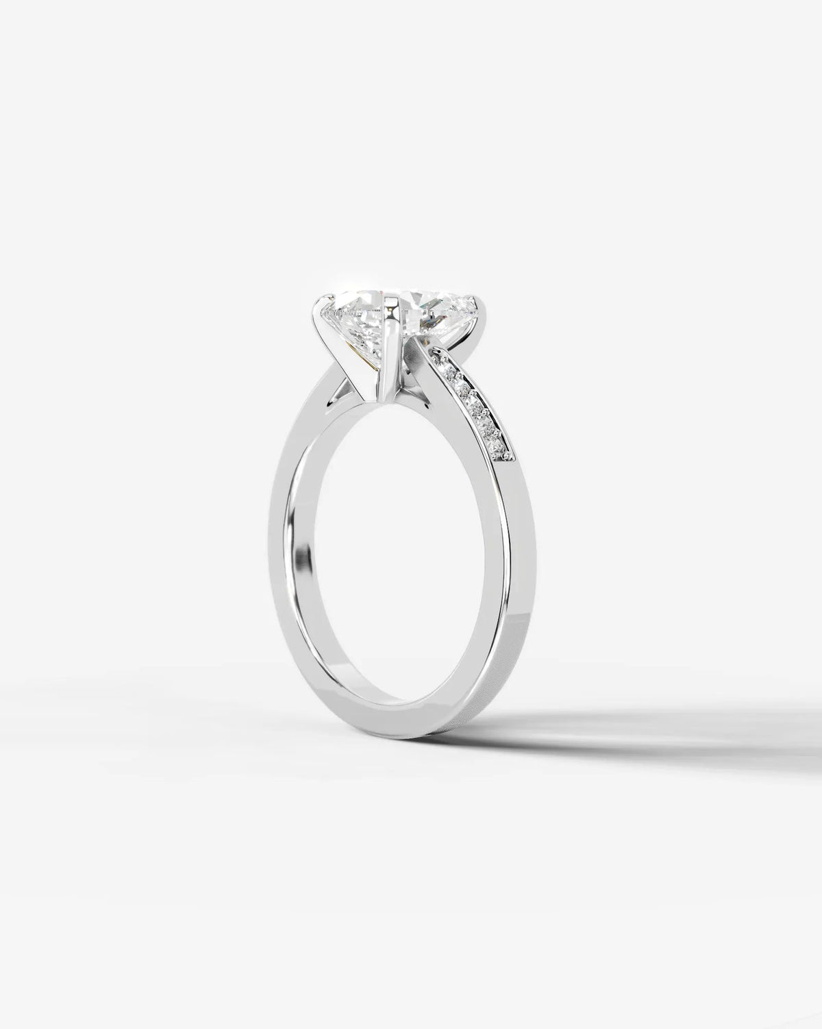 2 Carat Lab Grown Pear Cut Channel Set Sidestone Engagement Ring