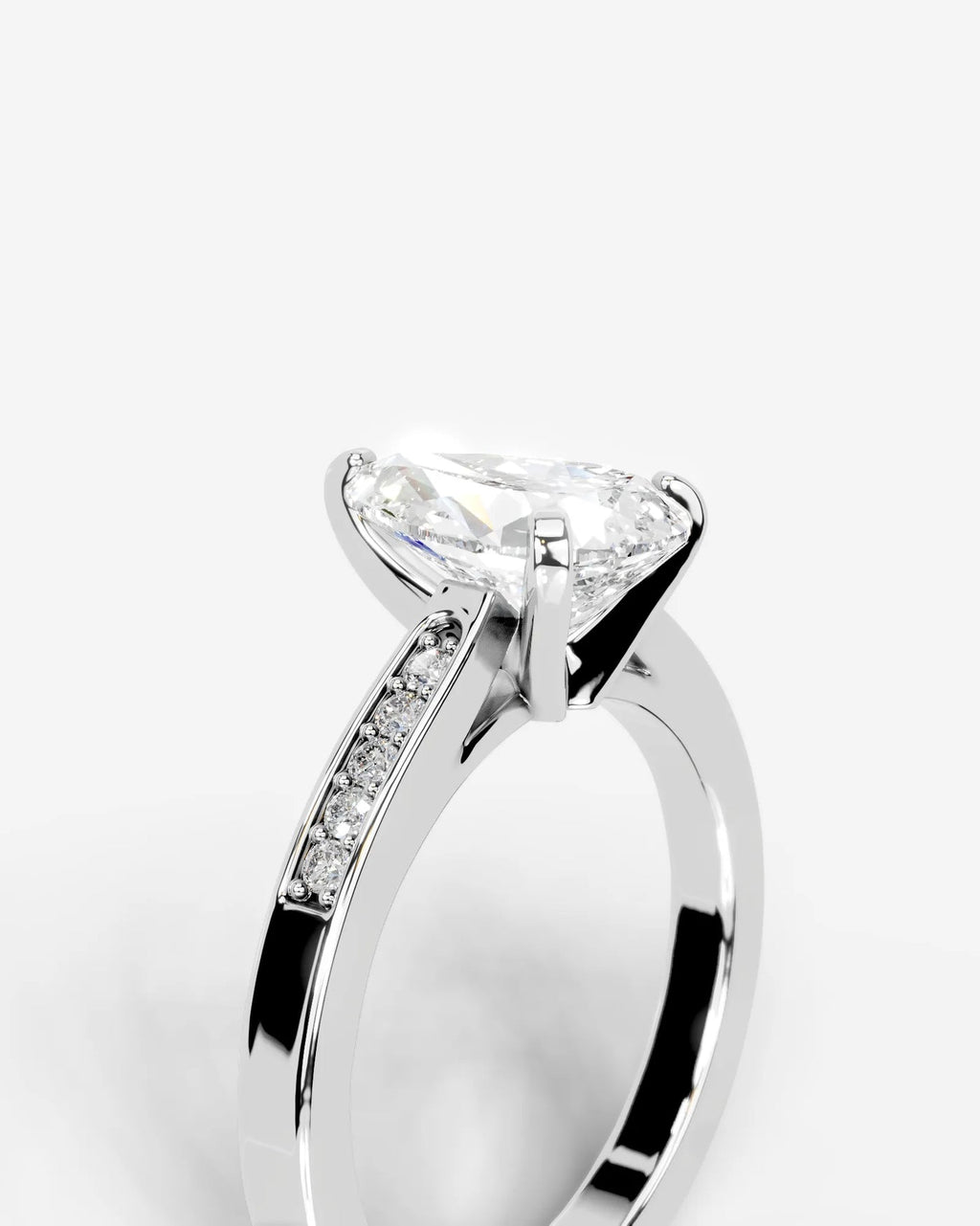2 Carat Lab Grown Pear Cut Channel Set Sidestone Engagement Ring