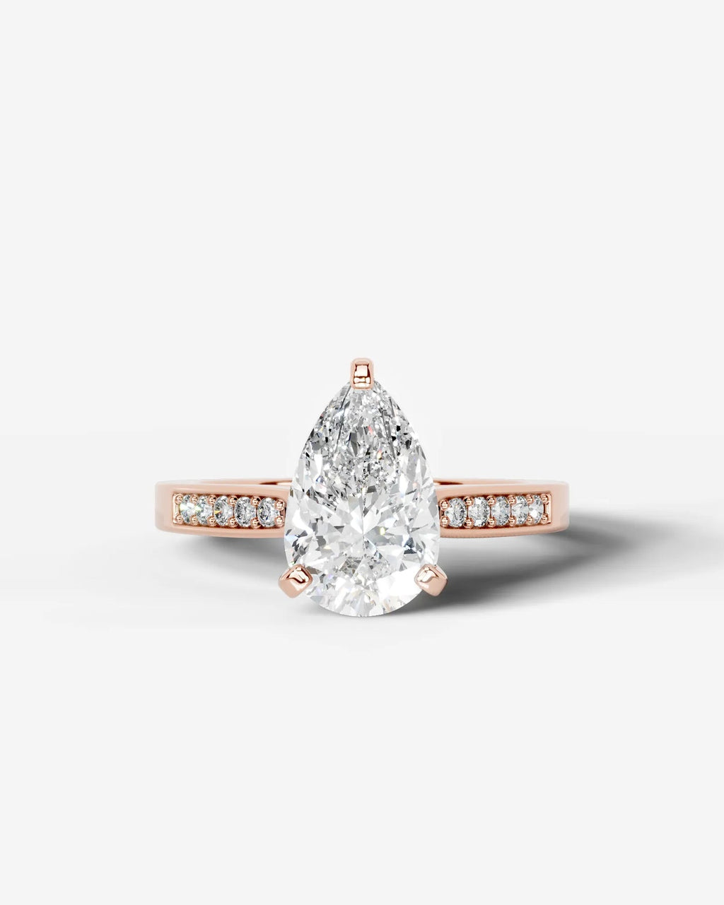 2 Carat Lab Grown Pear Cut Channel Set Sidestone Engagement Ring