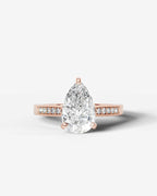 2 Carat Lab Grown Pear Cut Channel Set Sidestone Engagement Ring