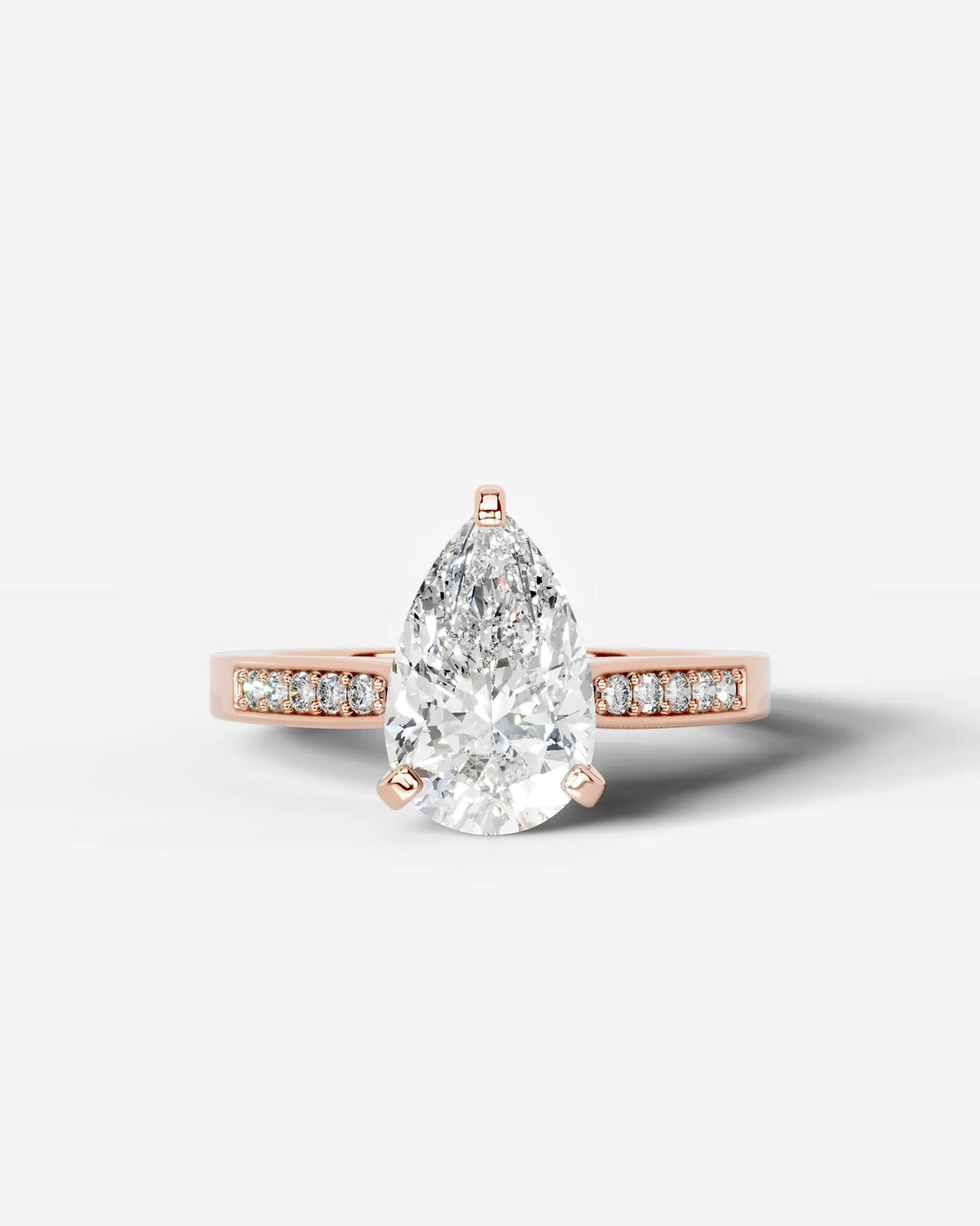 2 Carat Lab Grown Pear Cut Channel Set Sidestone Engagement Ring