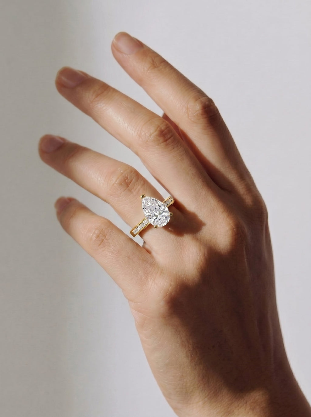 2 Carat Lab Grown Pear Cut Channel Set Sidestone Engagement Ring